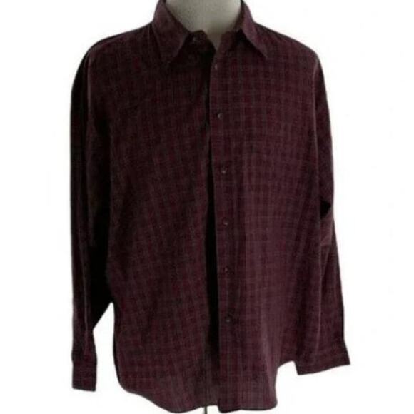 Arrow Men's Multi Maroon Plaid Wrinkle Free Long Sleeve Button Up Shirt Size XXL - Picture 1 of 4